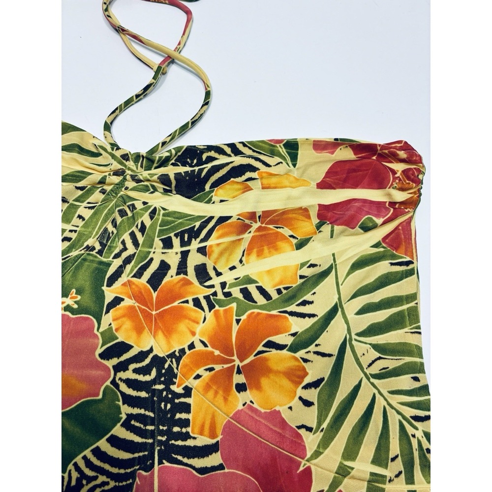 Vintage Y2k 90's Charlotte Russe‎ Women Yellow Halter Top Large Tropical Flowy - Picture 4 of 14